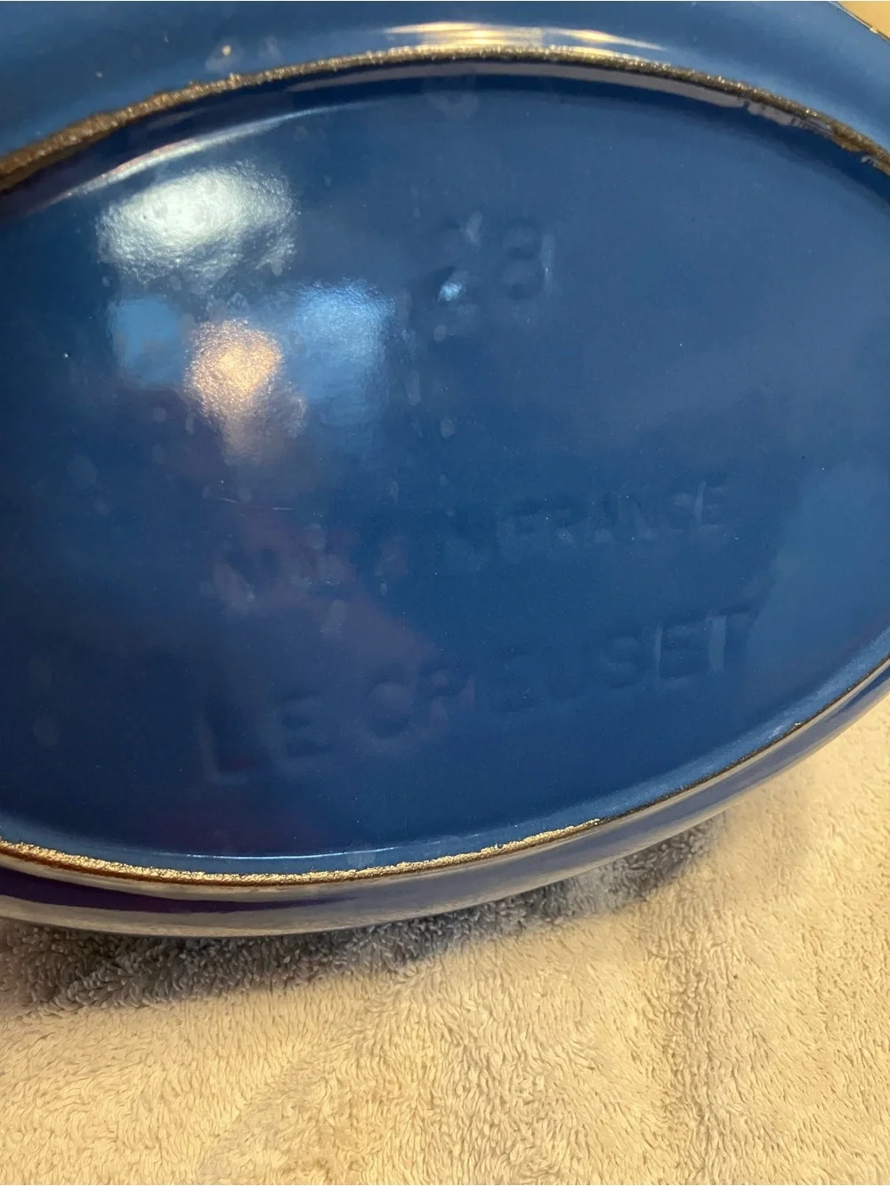 Vintage Le Creuset Cobalt Blue Ceramic Oval Baking Dish with Side Handles #28